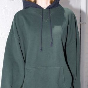 Brandy Melville Green and Blue Christy Hoodie